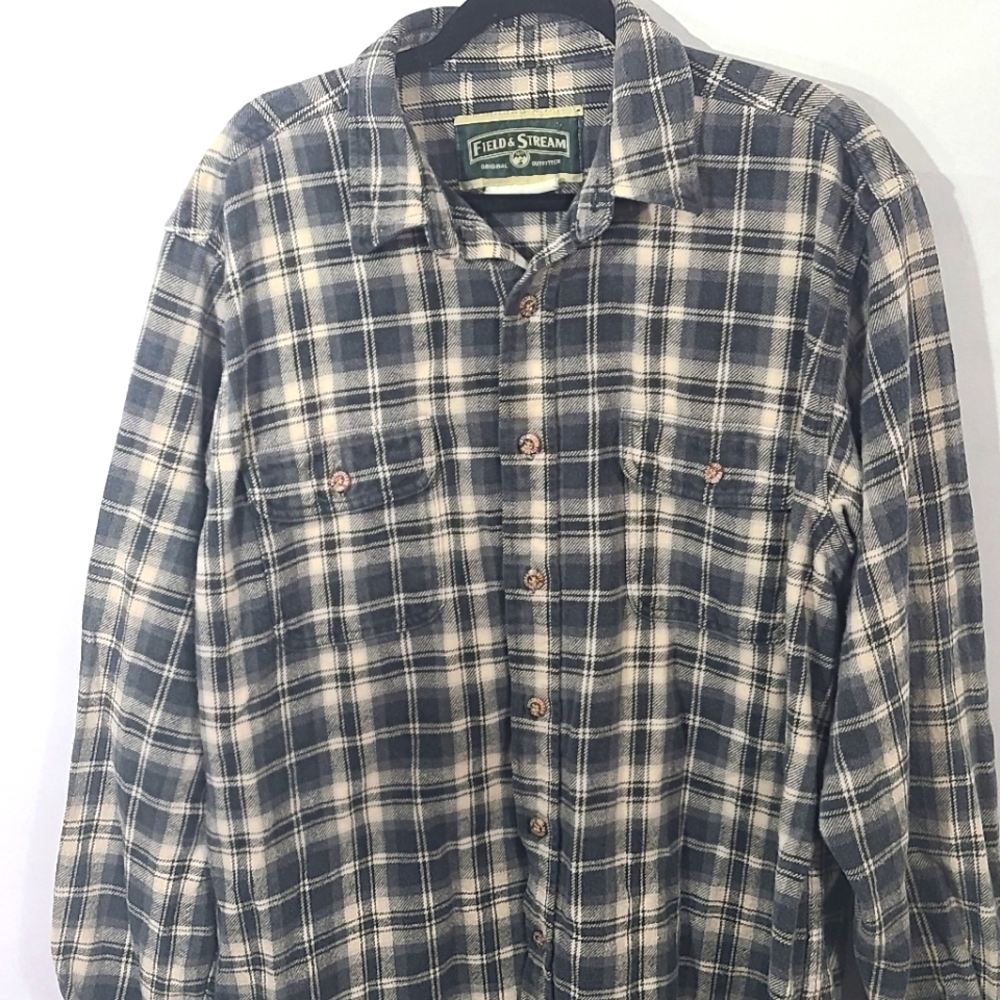 Field & Stream Men's Plaid Long Sleeve Button Down Shirt Shacket Outdoor Work
